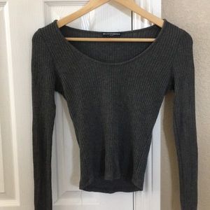 Brandy Melville Grey Ribbed Top